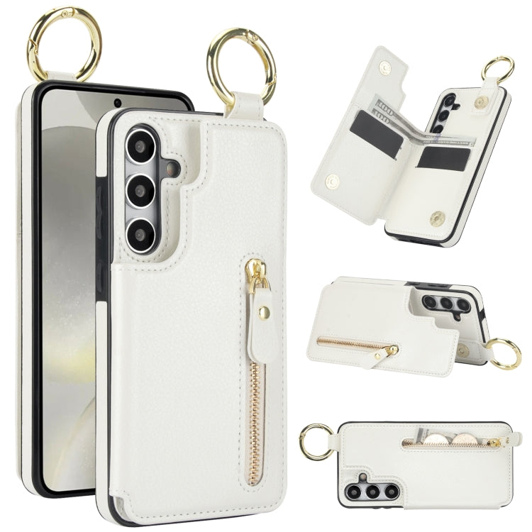 For Samsung Galaxy S24 5G Litchi Texture Zipper Double Buckle Card Bag Phone Case(White) - free shipping - PMC Jewellery - Order now!