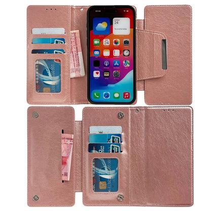 For iPhone 16 Pro Max Multifunctional Seven Cards Wallet Leather Phone Case(Rose Gold) - iPhone 16 Pro Max Cases by PMC Jewellery | Online Shopping South Africa | PMC Jewellery | Buy Now Pay Later Mobicred