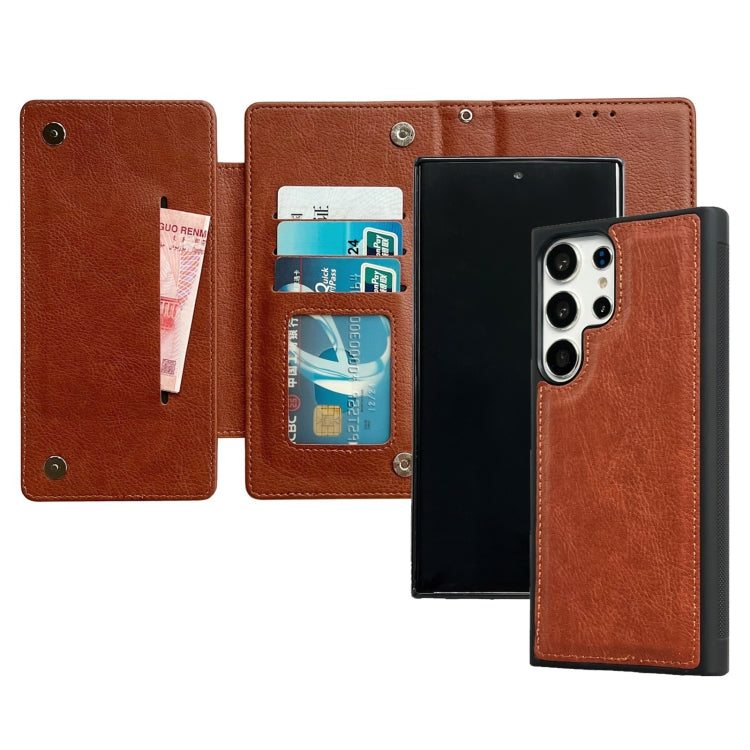 For Samsung Galaxy S24+ 5G Multifunctional 7-Card Wallet Leather Phone Case(Brown) - Galaxy S24+ 5G Cases by PMC Jewellery | Online Shopping South Africa | PMC Jewellery | Buy Now Pay Later Mobicred