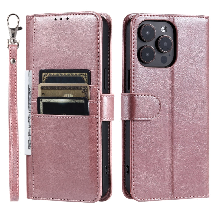 For iPhone 16 Pro Max Simple 6-Card Wallet Leather Phone Case(Rose Gold) - iPhone 16 Pro Max Cases by PMC Jewellery | Online Shopping South Africa | PMC Jewellery | Buy Now Pay Later Mobicred