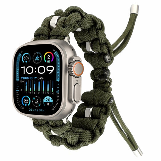 For Apple Watch Ultra 49mm Screw Nut Braided Paracord Watch Band(Green) - Watch Bands by PMC Jewellery | Online Shopping South Africa | PMC Jewellery | Buy Now Pay Later Mobicred