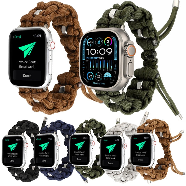 For Apple Watch Ultra 49mm Screw Nut Braided Paracord Watch Band(Coffee) - Watch Bands by PMC Jewellery | Online Shopping South Africa | PMC Jewellery | Buy Now Pay Later Mobicred