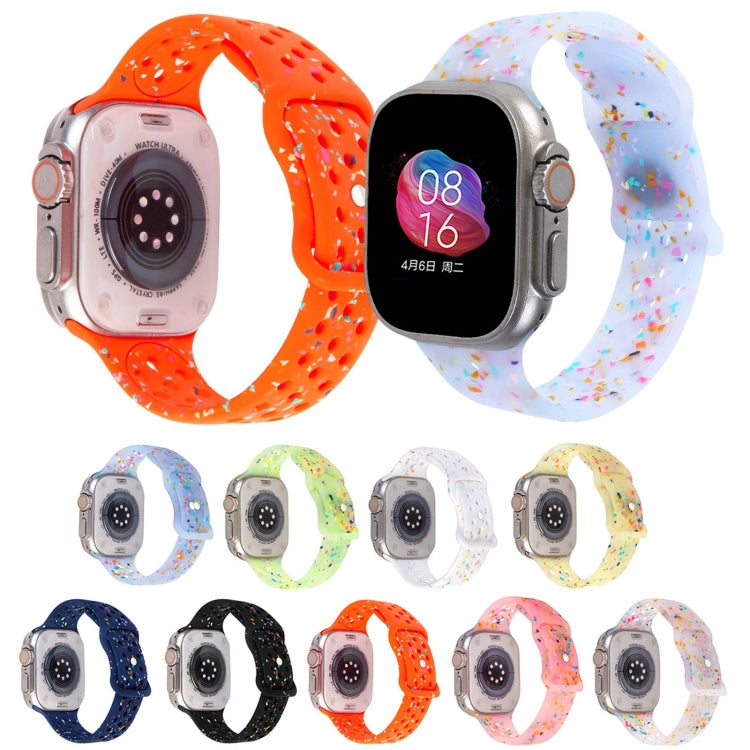 For Apple Watch SE 2023 44mm Jelly Color Dots Liquid Silicone Watch Band(White) - Watch Bands by PMC TechLife | Online Shopping South Africa | PMC TechLife