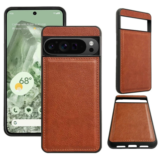 For Google Pixel 9 Pro XL Cowhide Texture Back Cover Phone Case(Brown) - Google Cases by PMC Jewellery | Online Shopping South Africa | PMC Jewellery | Buy Now Pay Later Mobicred