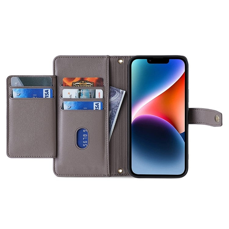 For Motorola Moto G24 4G Sheep Texture Cross-body Zipper Wallet Leather Phone Case(Grey) - Motorola Cases by PMC TechLife | Online Shopping South Africa | PMC TechLife | Buy Now Pay Later Mobicred