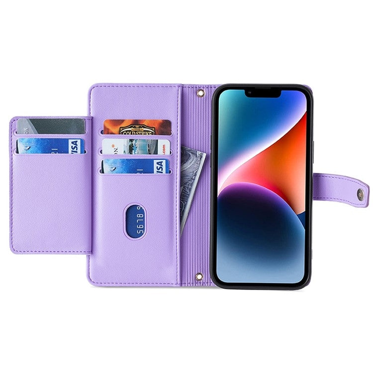 For Motorola Moto G34 5G Sheep Texture Cross-body Zipper Wallet Leather Phone Case(Purple) - Motorola Cases by PMC TechLife | Online Shopping South Africa | PMC TechLife | Buy Now Pay Later Mobicred