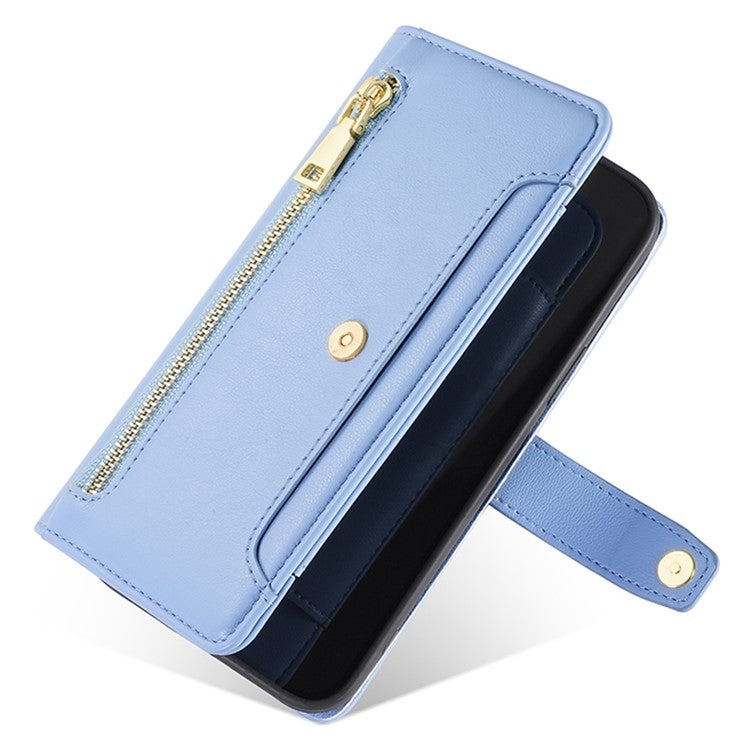 For Motorola Edge 50 Pro 5G Sheep Texture Cross-body Zipper Wallet Leather Phone Case(Blue) - free shipping - PMC TechLife - Order now!