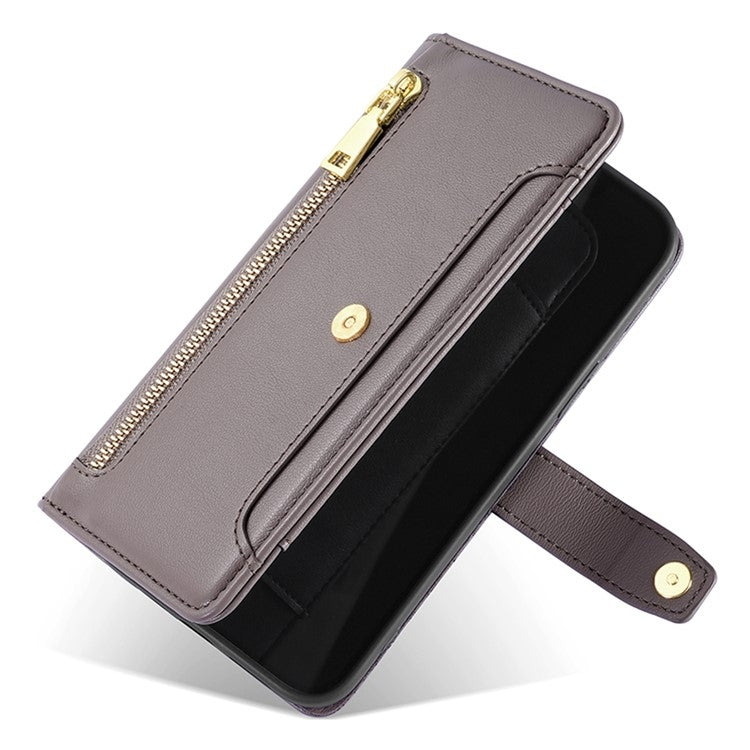 For Motorola Moto G 5G 2024 Sheep Texture Cross-body Zipper Wallet Leather Phone Case(Grey) - Motorola Cases by PMC TechLife | Online Shopping South Africa | PMC TechLife | Buy Now Pay Later Mobicred