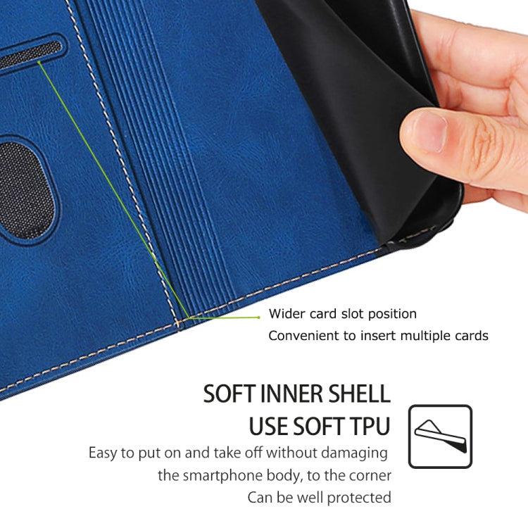 For Motorola Moto G Play 4G 2024 Skin Feel Magnetic Buckle Leather Phone Case(Blue) - Motorola Cases by PMC Jewellery | Online Shopping South Africa | PMC Jewellery | Buy Now Pay Later Mobicred
