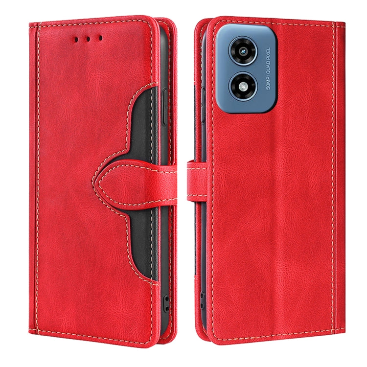 For Motorola Moto G Play 4G 2024 Skin Feel Magnetic Buckle Leather Phone Case(Red) - Motorola Cases by PMC Jewellery | Online Shopping South Africa | PMC Jewellery | Buy Now Pay Later Mobicred