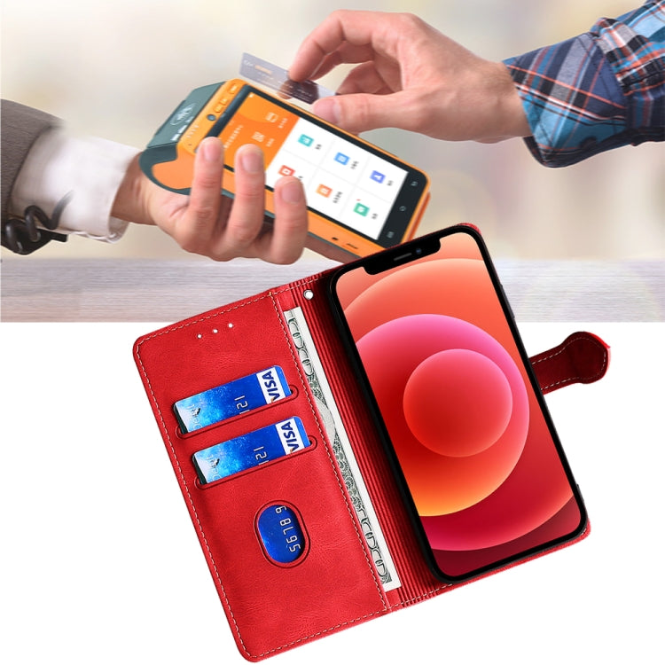 For Motorola Moto G Play 4G 2024 Skin Feel Magnetic Buckle Leather Phone Case(Red) - Motorola Cases by PMC Jewellery | Online Shopping South Africa | PMC Jewellery | Buy Now Pay Later Mobicred