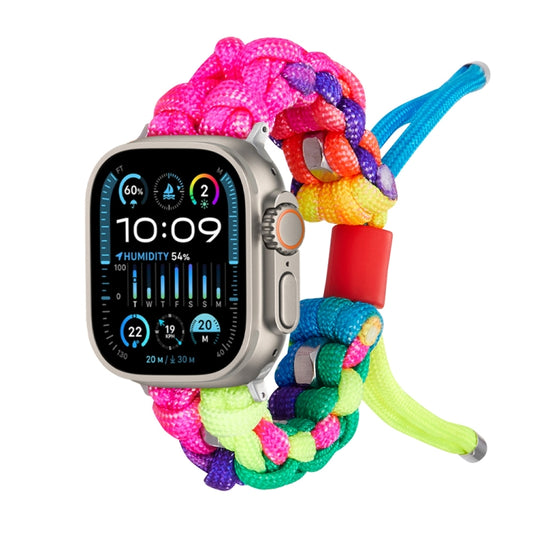 For Apple Watch Ultra 2 49mm Screw Nut Dual-Color Braided Paracord Watch Band(Rainbow) - Watch Bands by PMC Jewellery | Online Shopping South Africa | PMC Jewellery | Buy Now Pay Later Mobicred