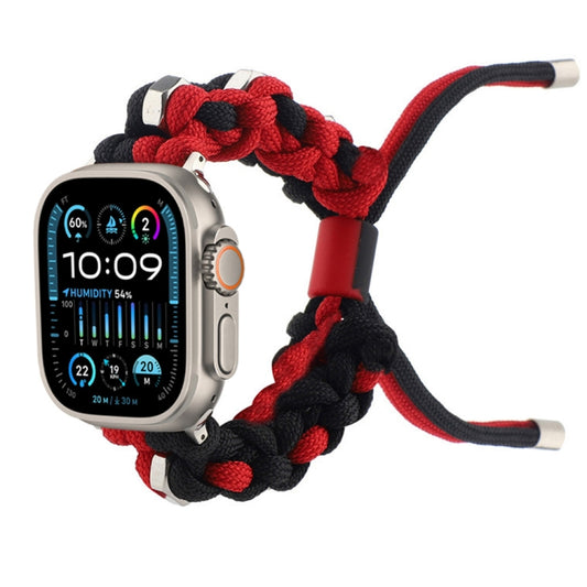 For Apple Watch Ultra 49mm Screw Nut Dual-Color Braided Paracord Watch Band(Black Red) - Watch Bands by PMC Jewellery | Online Shopping South Africa | PMC Jewellery | Buy Now Pay Later Mobicred