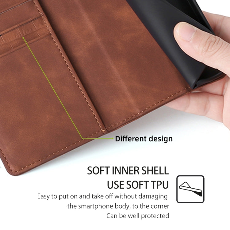 For Motorola Moto G Play 4G 2024 Skin Feel Crocodile Magnetic Clasp Leather Phone Case(Brown) - free shipping - PMC Jewellery - Order now!