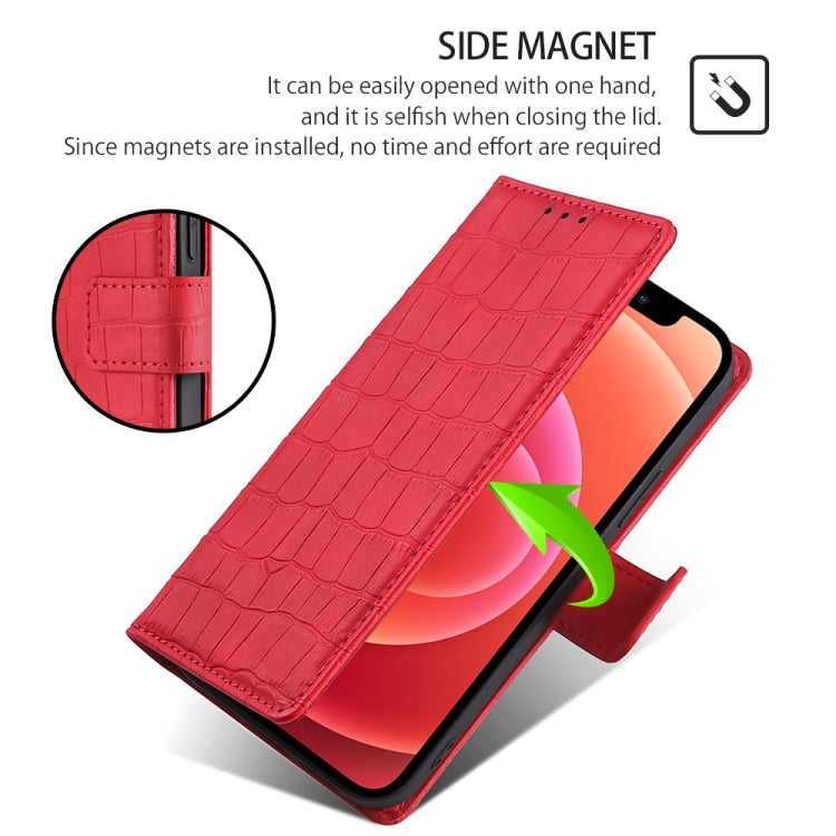 For Motorola Moto G Play 4G 2024 Skin Feel Crocodile Magnetic Clasp Leather Phone Case(Red) - Motorola Cases by PMC Jewellery | Online Shopping South Africa | PMC Jewellery | Buy Now Pay Later Mobicred