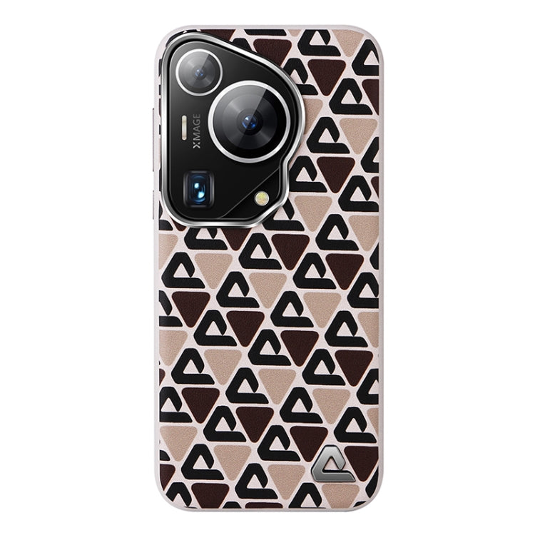 For Huawei Pura 70 Ultra Plain Leather Printed Cooling Phone Case(Brown) - Huawei Cases by PMC Jewellery | Online Shopping South Africa | PMC Jewellery | Buy Now Pay Later Mobicred