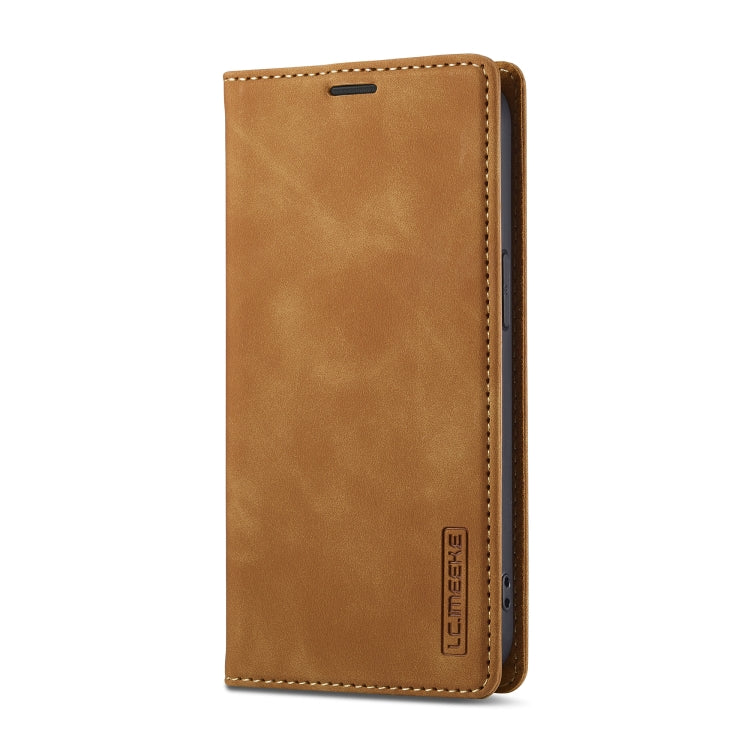 For iPhone SE 2024 LC.IMEEKE Strong Magnetic Leather Phone Case with Holder & Card Slots & Wallet(Brown) - More iPhone Cases by LC.IMEEKE | Online Shopping South Africa | PMC Jewellery | Buy Now Pay Later Mobicred