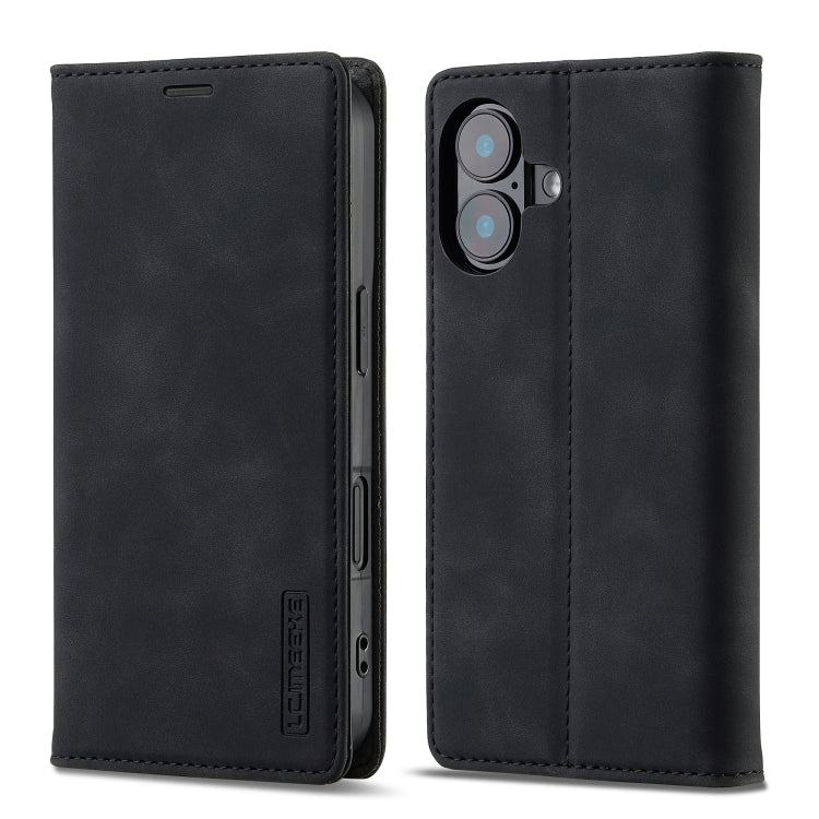 For iPhone 16 LC.IMEEKE Strong Magnetism Microfiber Leather Phone Case(Black) - iPhone 16 Cases by LC.IMEEKE | Online Shopping South Africa | PMC Jewellery | Buy Now Pay Later Mobicred