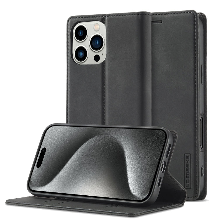 For iPhone 16 Pro LC.IMEEKE Strong Magnetism Microfiber Leather Phone Case(Black) - iPhone 16 Pro Cases by LC.IMEEKE | Online Shopping South Africa | PMC Jewellery | Buy Now Pay Later Mobicred