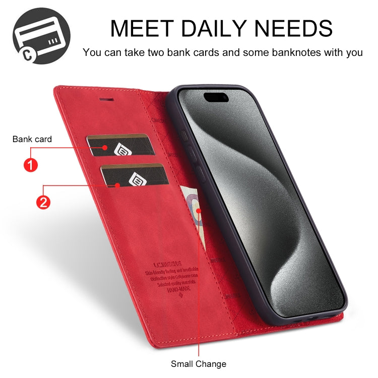 For iPhone 16 Pro LC.IMEEKE Strong Magnetism Microfiber Leather Phone Case(Red) - iPhone 16 Pro Cases by LC.IMEEKE | Online Shopping South Africa | PMC Jewellery | Buy Now Pay Later Mobicred