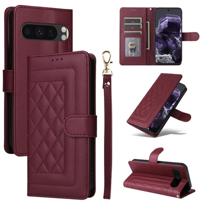 For Google Pixel 9 Pro Diamond Lattice Leather Flip Phone Case(Wine Red) - Google Cases by PMC Jewellery | Online Shopping South Africa | PMC Jewellery | Buy Now Pay Later Mobicred