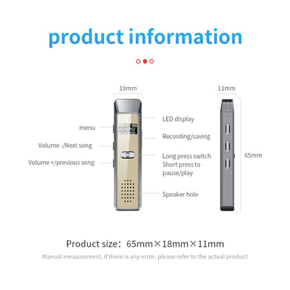 JNN Q7 Mini Portable Voice Recorder with OLED Screen, Memory:4GB(Grey+Gold) - Recording Pen by JNN | Online Shopping South Africa | PMC Jewellery | Buy Now Pay Later Mobicred