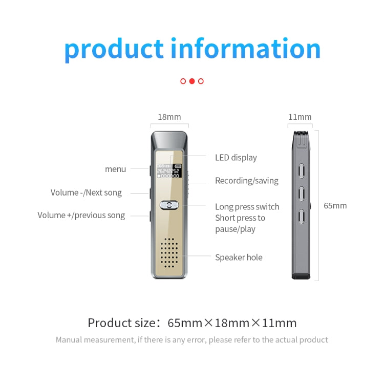 JNN Q7 Mini Portable Voice Recorder with OLED Screen, Memory:8GB(Grey+Gold) - Recording Pen by JNN | Online Shopping South Africa | PMC Jewellery | Buy Now Pay Later Mobicred