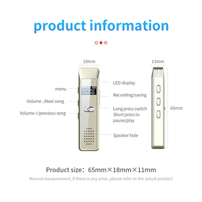 JNN Q7 Mini Portable Voice Recorder with OLED Screen, Memory:16GB(Gold) - Recording Pen by JNN | Online Shopping South Africa | PMC Jewellery | Buy Now Pay Later Mobicred