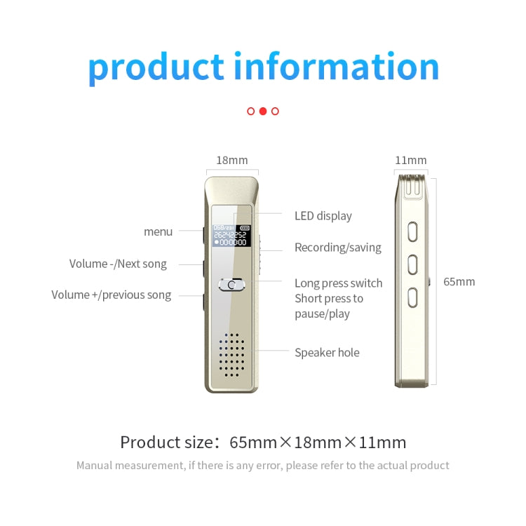 JNN Q7 Mini Portable Voice Recorder with OLED Screen, Memory:32GB(Gold) - Recording Pen by JNN | Online Shopping South Africa | PMC Jewellery | Buy Now Pay Later Mobicred