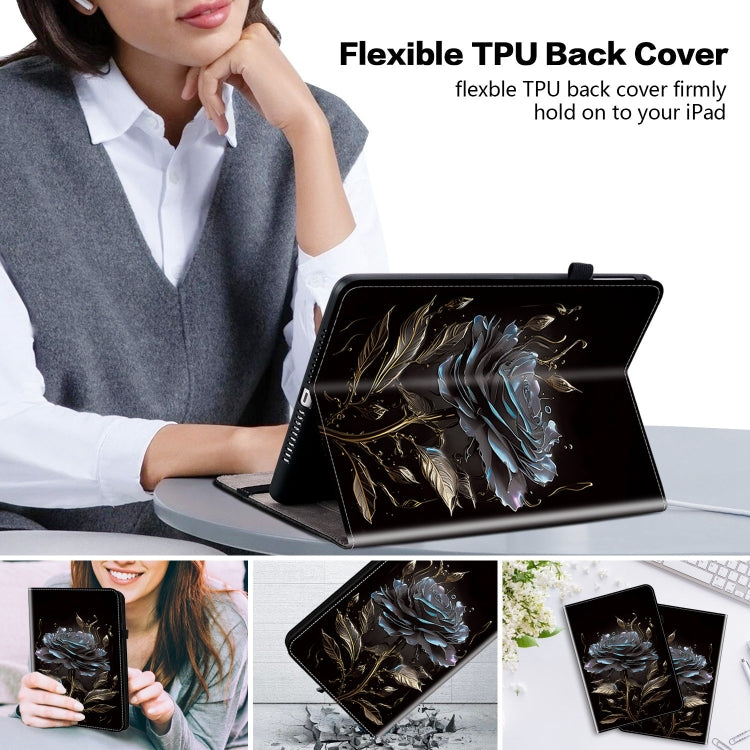For iPad Air 13 2024 Crystal Texture Painted Leather Smart Tablet Case(Black Rose) - iPad Air 13 2024 Cases by PMC TechLife | Online Shopping South Africa | PMC TechLife | Buy Now Pay Later Mobicred