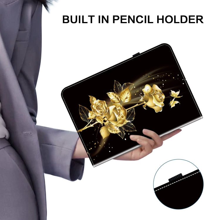 For iPad Pro 11 2024 Crystal Texture Painted Leather Smart Tablet Case(Gold Butterfly Rose) - iPad Pro 11 2024 Cases by PMC TechLife | Online Shopping South Africa | PMC TechLife | Buy Now Pay Later Mobicred