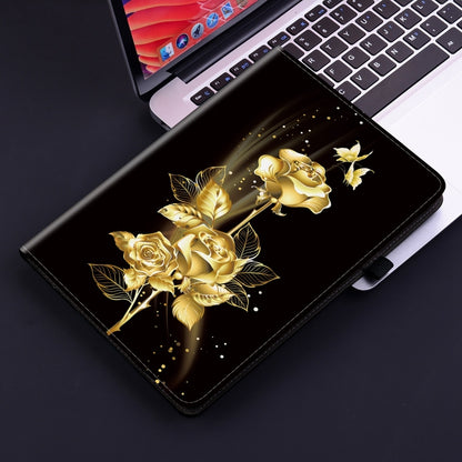 For Samsung Galaxy Tab S9 / S9 FE Crystal Texture Painted Leather Tablet Case(Gold Butterfly Rose) - Galaxy Tab S9 Cases by PMC Jewellery | Online Shopping South Africa | PMC Jewellery | Buy Now Pay Later Mobicred