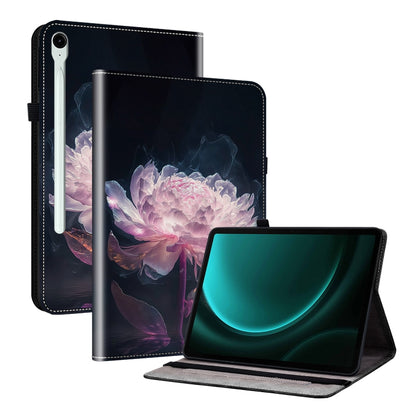 For Samsung Galaxy Tab S9 / S9 FE Crystal Texture Painted Leather Tablet Case(Purple Peony) - Galaxy Tab S9 Cases by PMC Jewellery | Online Shopping South Africa | PMC Jewellery | Buy Now Pay Later Mobicred