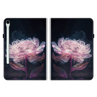 For Samsung Galaxy Tab S9 / S9 FE Crystal Texture Painted Leather Tablet Case(Purple Peony) - Galaxy Tab S9 Cases by PMC Jewellery | Online Shopping South Africa | PMC Jewellery | Buy Now Pay Later Mobicred