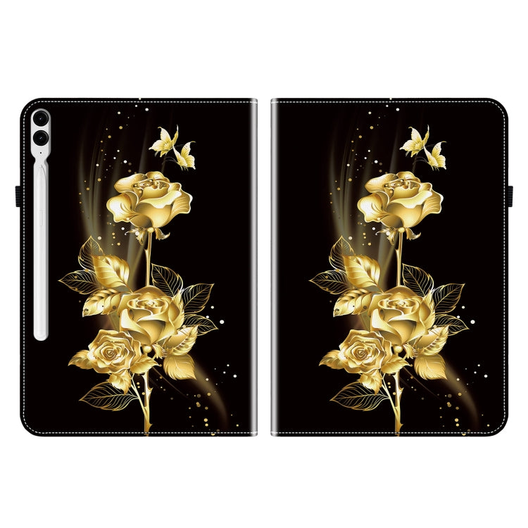 For Samsung Galaxy Tab S9+ / S9 FE+ Crystal Texture Painted Leather Tablet Case(Gold Butterfly Rose) - Galaxy Tab S9+ Cases by PMC Jewellery | Online Shopping South Africa | PMC Jewellery | Buy Now Pay Later Mobicred