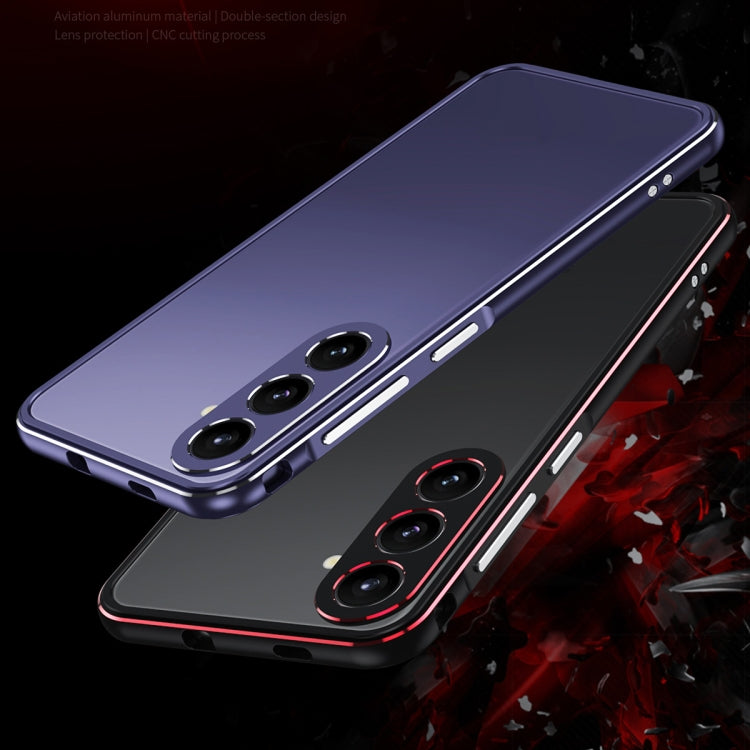 For Samsung Galaxy S24+ 5G Aurora Series Lens Protector + Metal Frame Phone Case(Black Red) - Galaxy S24+ 5G Cases by PMC Jewellery | Online Shopping South Africa | PMC Jewellery | Buy Now Pay Later Mobicred