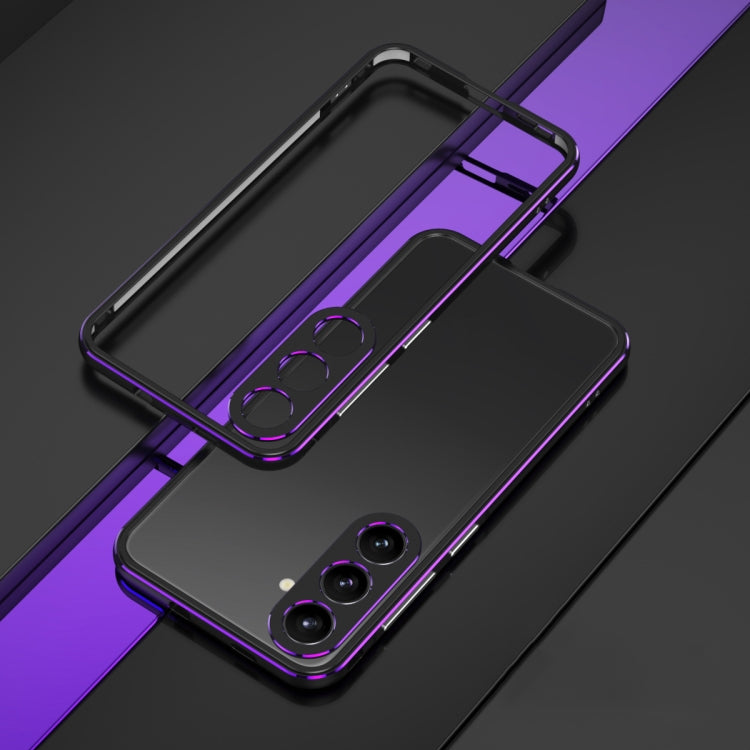 For Samsung Galaxy S24+ 5G Aurora Series Lens Protector + Metal Frame Phone Case(Black Purple) - Galaxy S24+ 5G Cases by PMC Jewellery | Online Shopping South Africa | PMC Jewellery | Buy Now Pay Later Mobicred