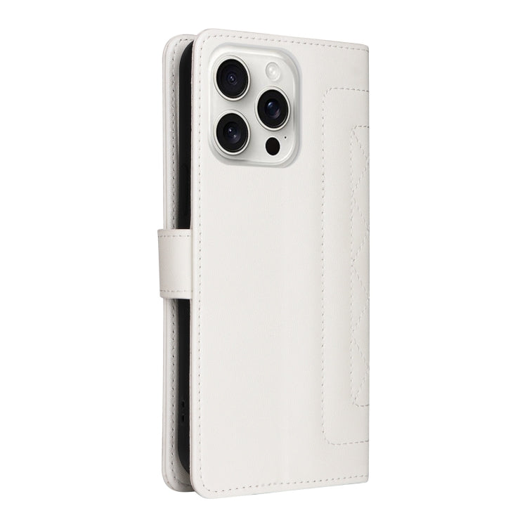 For iPhone 16 Pro Max Diamond Lattice Leather Flip Phone Case(White) - iPhone 16 Pro Max Cases by PMC Jewellery | Online Shopping South Africa | PMC Jewellery | Buy Now Pay Later Mobicred