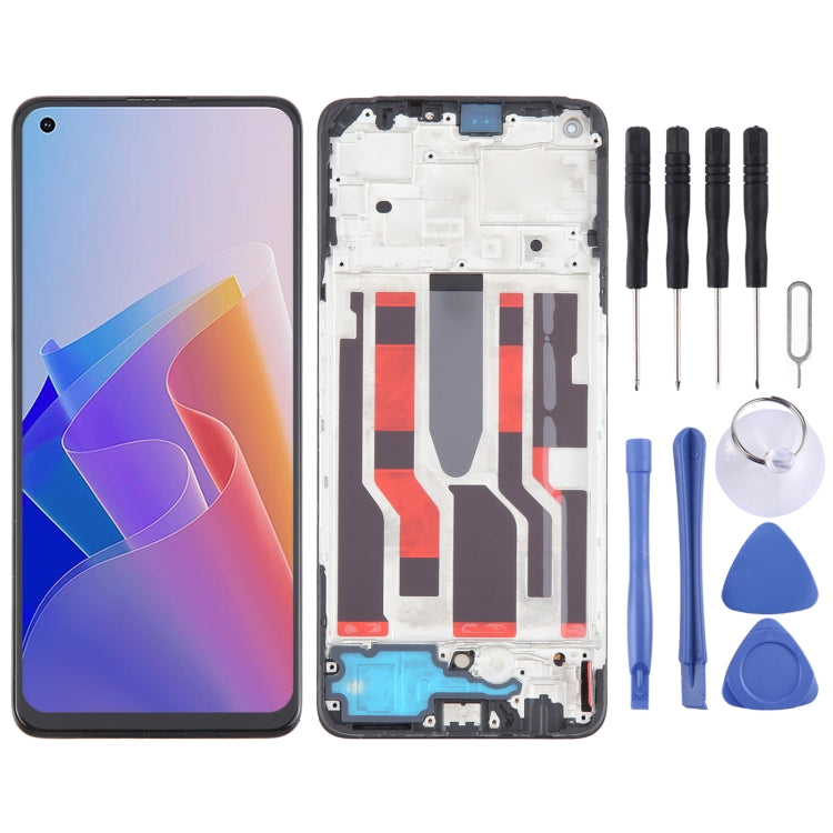 For OPPO Reno7 Lite Original AMOLED LCD Screen Digitizer Full Assembly with Frame - LCD Screen by PMC Jewellery | Online Shopping South Africa | PMC Jewellery