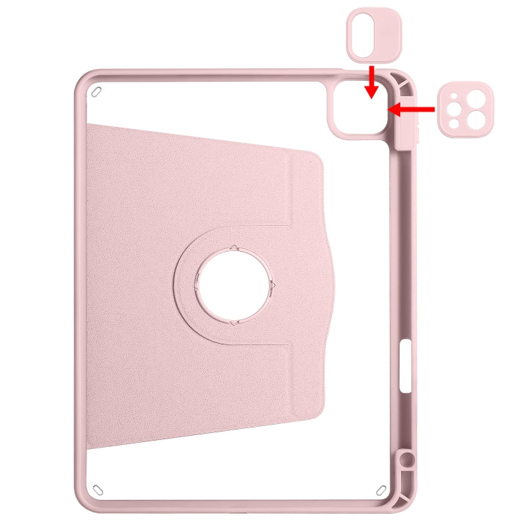 For iPad Air 11 2024 Acrylic 360 Degree Rotation Holder Leather Tablet Case(Sand Pink) - iPad Air 11 2024 Cases by PMC Jewellery | Online Shopping South Africa | PMC Jewellery | Buy Now Pay Later Mobicred