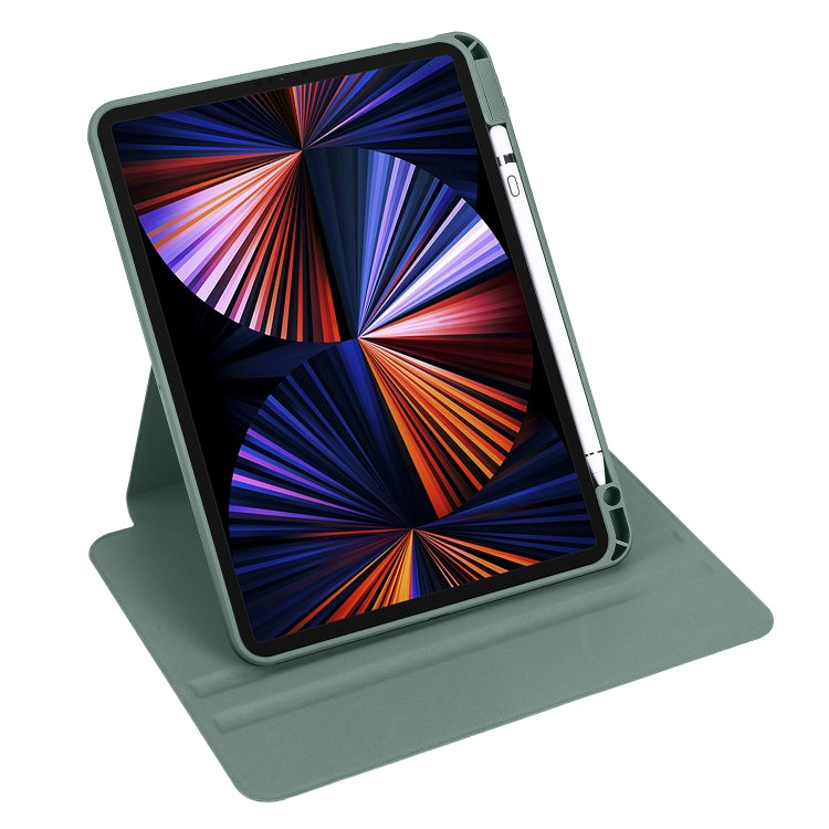For iPad Air 11 2025 / 2024 Acrylic 360 Degree Rotation Holder Leather Tablet Case(Pine Green) - More iPad Cases by PMC TechLife | Online Shopping South Africa | PMC TechLife | Buy Now Pay Later Mobicred