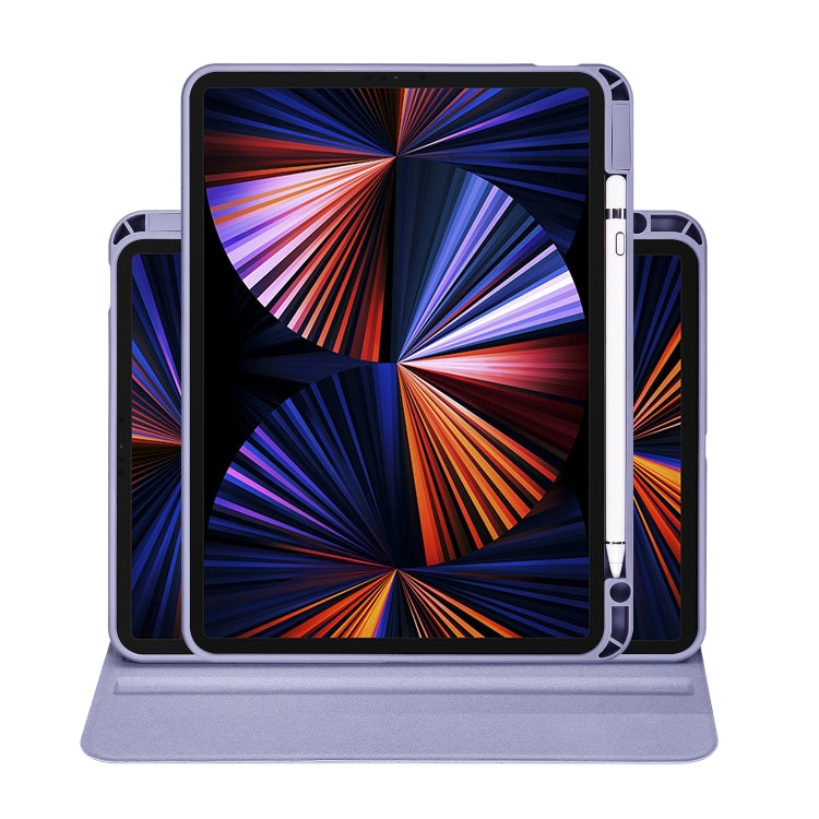 For iPad Air 11 2024 Acrylic 360 Degree Rotation Holder Leather Tablet Case(Lavender Purple) - iPad Air 11 2024 Cases by PMC Jewellery | Online Shopping South Africa | PMC Jewellery | Buy Now Pay Later Mobicred