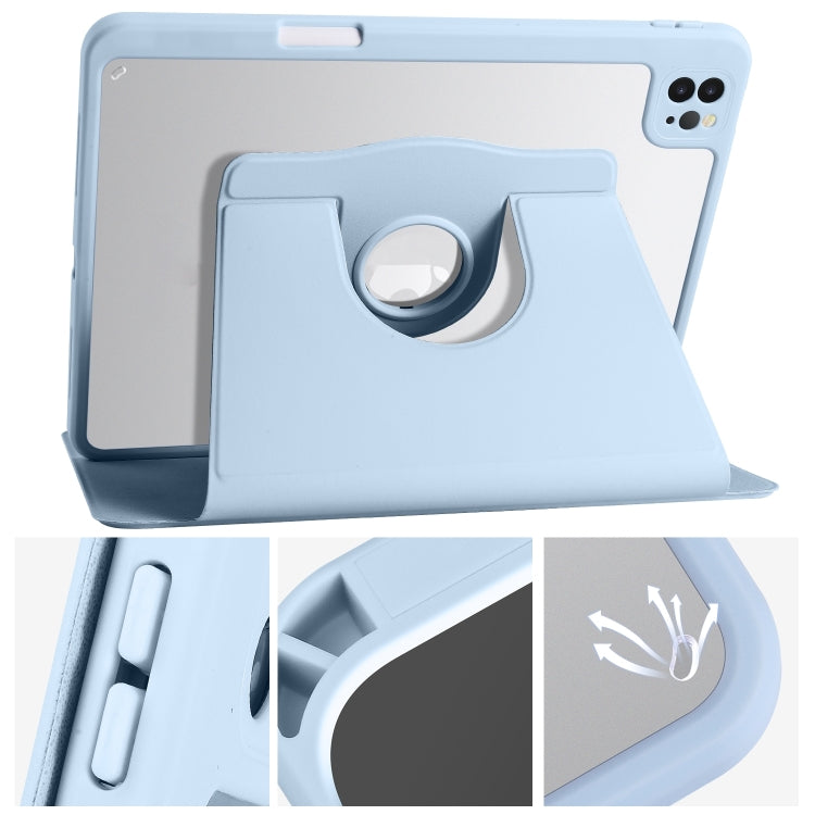 For iPad Pro 11 2024 Acrylic 360 Degree Rotation Holder Leather Tablet Case(Ice Blue) - iPad Pro 11 2024 Cases by PMC Jewellery | Online Shopping South Africa | PMC Jewellery | Buy Now Pay Later Mobicred