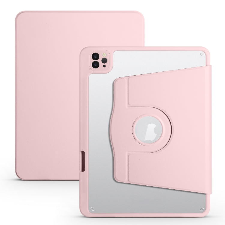 For iPad Pro 11 2024 Acrylic 360 Degree Rotation Holder Leather Tablet Case(Sand Pink) - iPad Pro 11 2024 Cases by PMC TechLife | Online Shopping South Africa | PMC TechLife | Buy Now Pay Later Mobicred