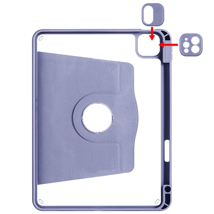 For iPad Pro 11 2024 Acrylic 360 Degree Rotation Holder Leather Tablet Case(Lavender Purple) - iPad Pro 11 2024 Cases by PMC TechLife | Online Shopping South Africa | PMC TechLife | Buy Now Pay Later Mobicred