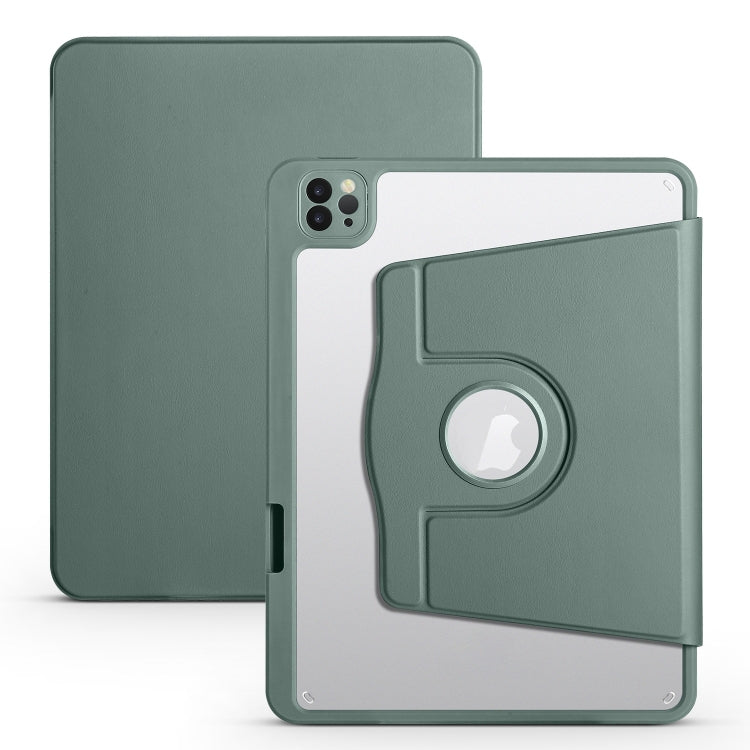 For iPad Pro 13 2024 Acrylic 360 Degree Rotation Holder Leather Tablet Case(Pine Green) - iPad Pro 13 2024 Cases by PMC TechLife | Online Shopping South Africa | PMC TechLife | Buy Now Pay Later Mobicred