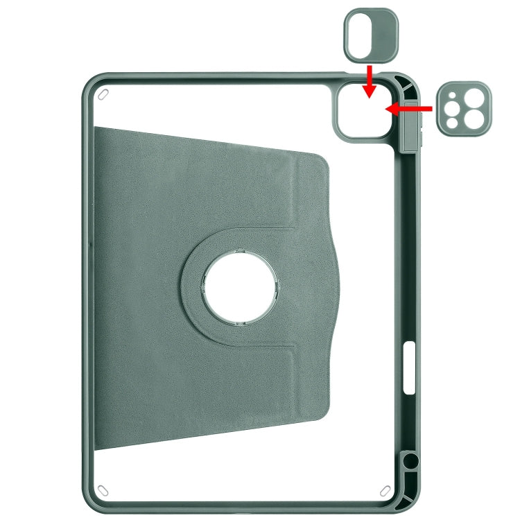 For iPad Pro 13 2024 Acrylic 360 Degree Rotation Holder Leather Tablet Case(Pine Green) - iPad Pro 13 2024 Cases by PMC TechLife | Online Shopping South Africa | PMC TechLife | Buy Now Pay Later Mobicred