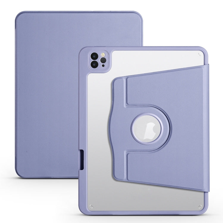 For iPad Pro 13 2024 Acrylic 360 Degree Rotation Holder Leather Tablet Case(Lavender Purple) - free shipping - PMC TechLife - Order now!