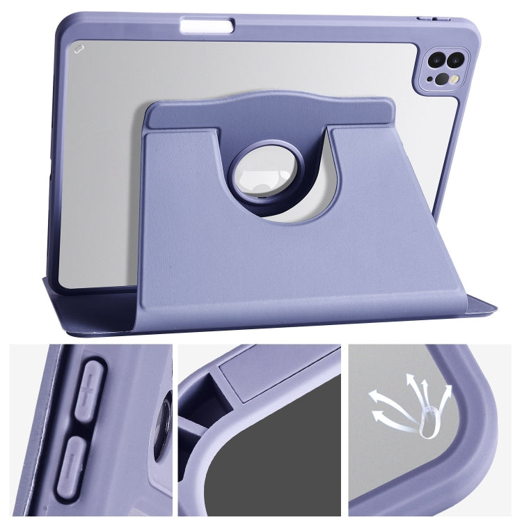 For iPad Pro 13 2024 Acrylic 360 Degree Rotation Holder Leather Tablet Case(Lavender Purple) - iPad Pro 13 2024 Cases by PMC Jewellery | Online Shopping South Africa | PMC Jewellery | Buy Now Pay Later Mobicred