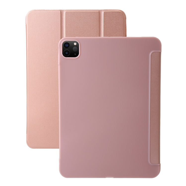 For iPad Pro 11 2024 Three-fold Holder Flip Tablet Leather Case(Rose Gold) - iPad Pro 11 2024 Cases by PMC Jewellery | Online Shopping South Africa | PMC Jewellery | Buy Now Pay Later Mobicred